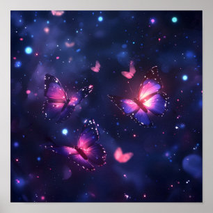 Poster Jardim de Borboletas Noturnas Celestiais