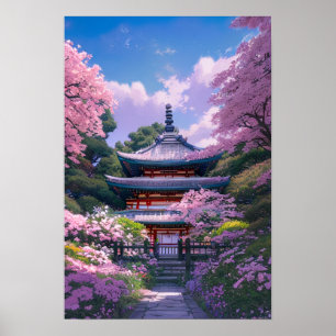 Poster Jardim de Cereja e Templo de Madeira