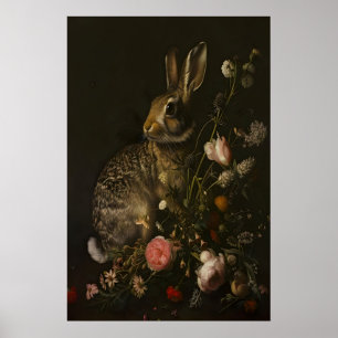 Poster Jardim de Coelho Dark Academia, Parede Botânica Es