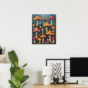 Poster Jardim de Cogumelos Caprichosos