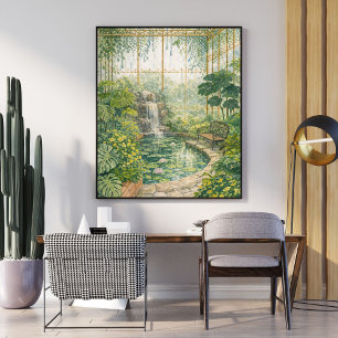 Poster jardim de estufa tropical conservador botânico