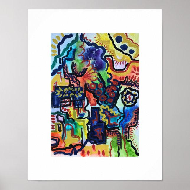 Poster Jardim de Eva-Arte Abstrata Pintada à Mão (Frente)