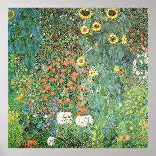 Poster Jardim de fazenda com girassóis por Gustav Klimt