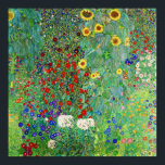Poster Jardim de Fazenda Gustav Klimt com pintura de gira<br><div class="desc">Jardim de Fazenda Gustav Klimt com Sunflower Vintage Floral Art Nouveau</div>