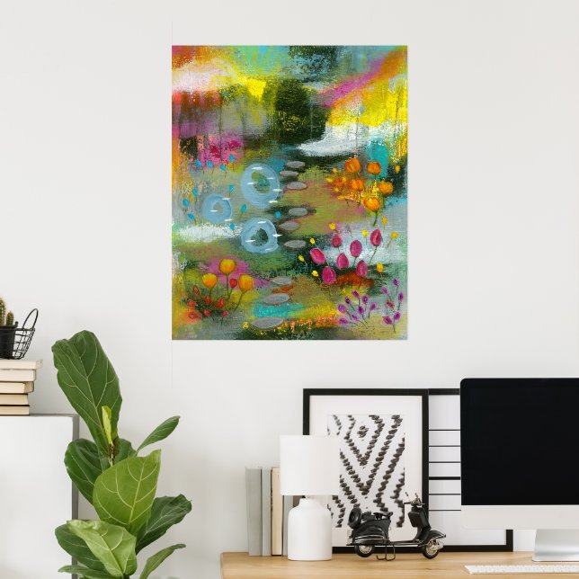 Poster Jardim de Flores Abstratas 2 Pintura Floral Botâni (Escritório em casa)
