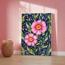 Jardim de Flores Coloridas Ilustração Botânica