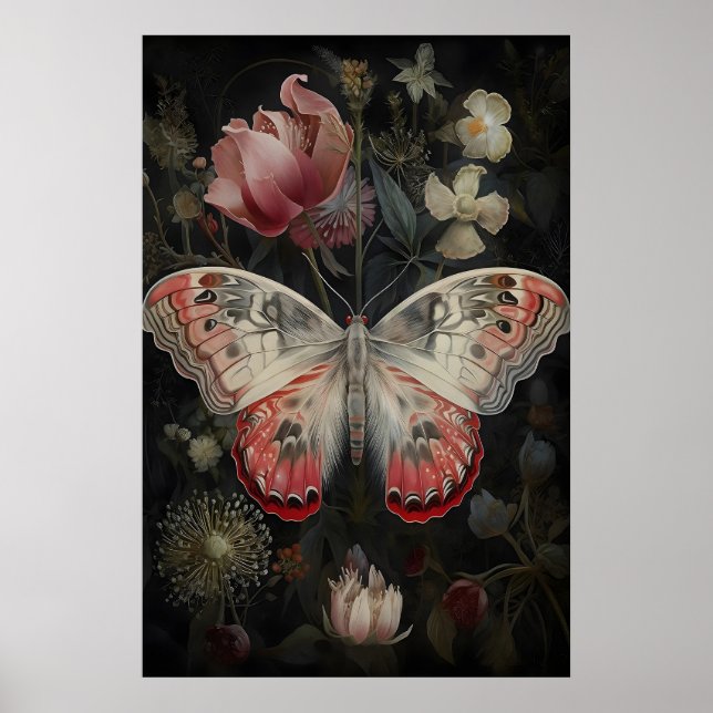 Poster Jardim de Flores de Borboleta Impressão, Parede da (Frente)