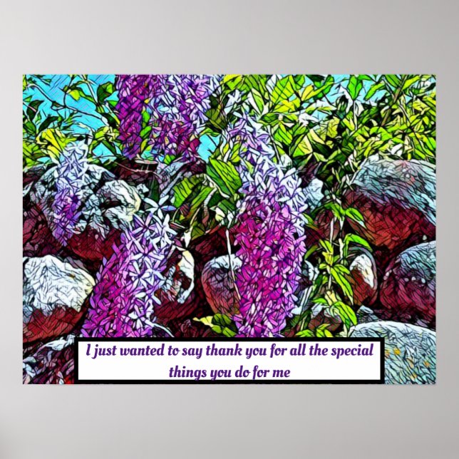 Poster jardim de flores de lilás em flor (Frente)