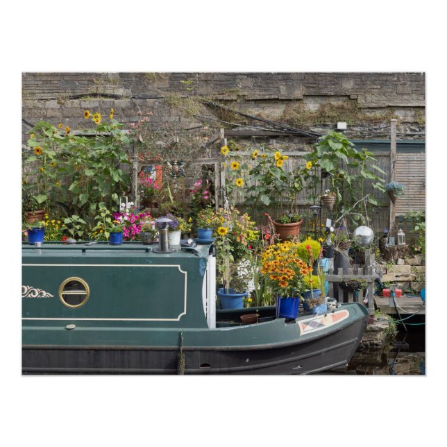 Pôster Jardim de flores e barco estreito (Frente)