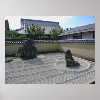 Poster Jardim de Gravel de Ryogênio em Raça - Kyoto Japão