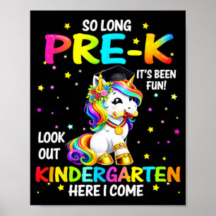 Poster Jardim de Infância Pré-K Longo Aqui Vem Unicórnio