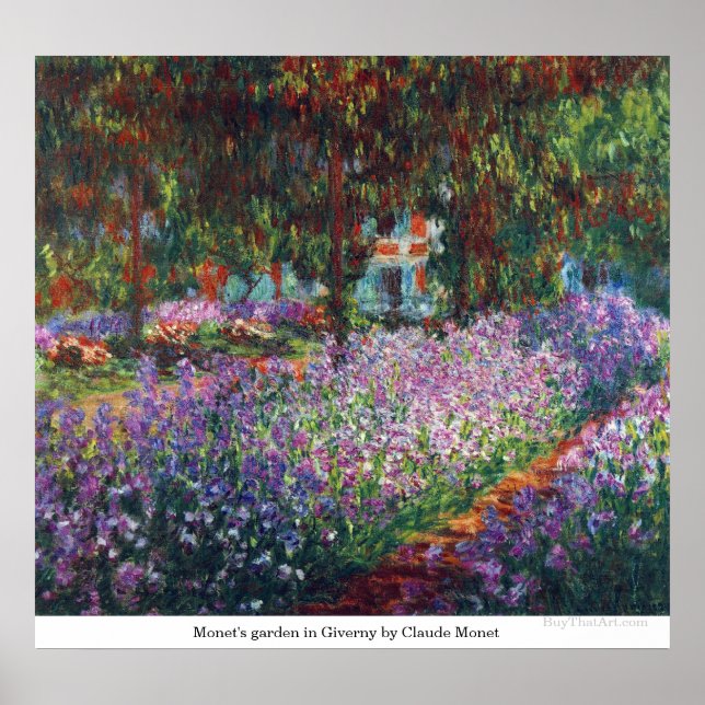 Pôster Jardim de Monet em Giverny por Claude Monet (Frente)