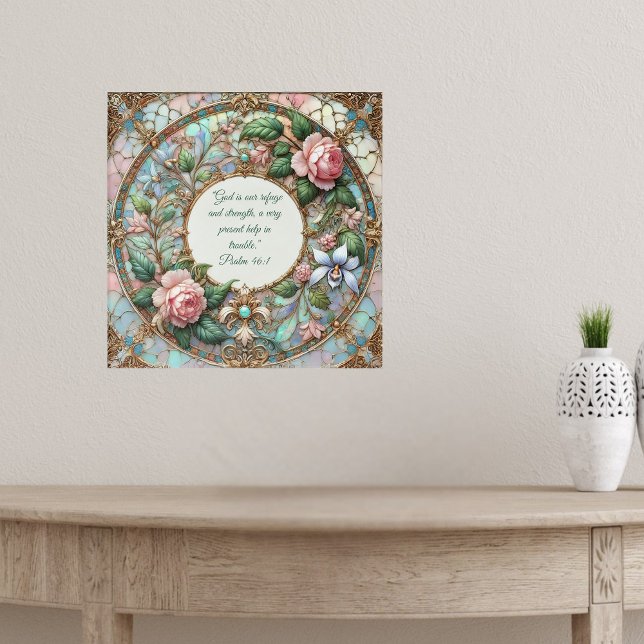 Poster Jardim de Rosas Pastel Versículos da Bíblia Person (Criador carregado)