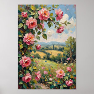 Poster Jardim de Rosas Vintage Arte Romântica