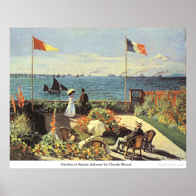Pôster Jardim de Sainte Adresse por Claude Monet (Frente)