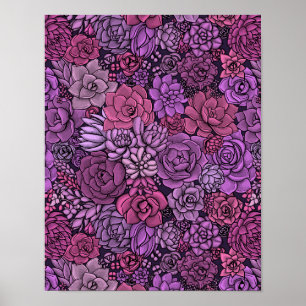 Poster Jardim de sucata em rosa e violeta