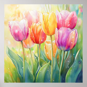 Poster Jardim de Tulipas de Primavera de Aquecedora