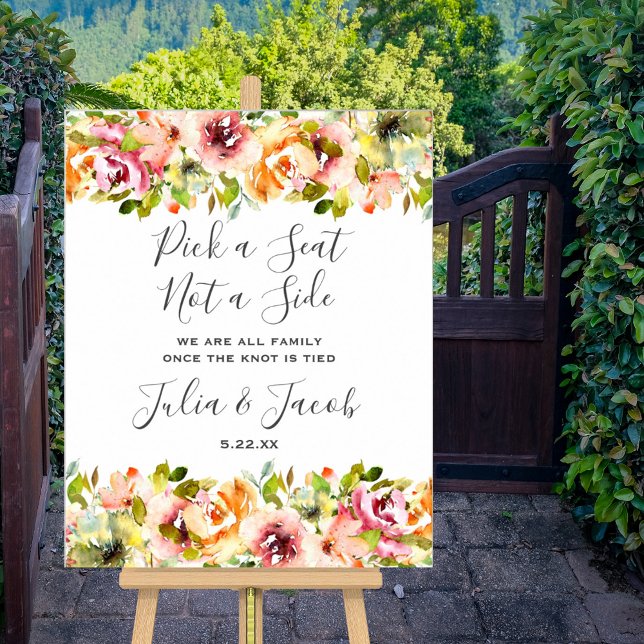 Poster Jardim de Verão com Flores em Aquarela para Casame (Summer Garden Watercolor Floral Wedding Poster)