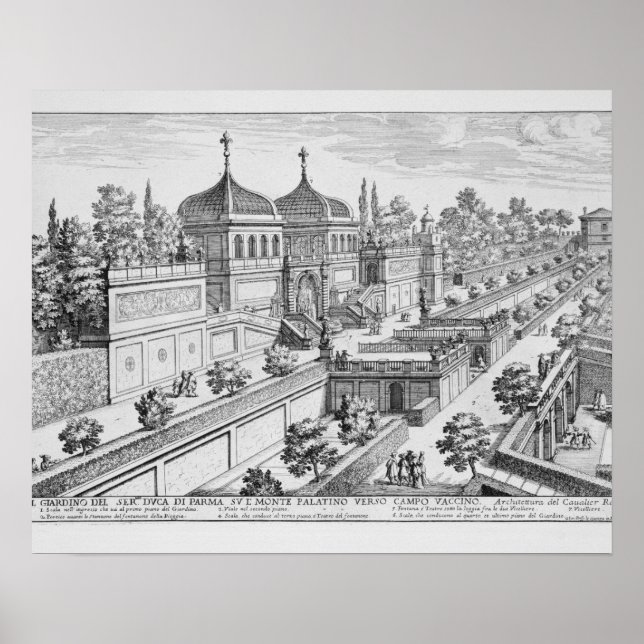 Pôster Jardim do Duque de Parma no Colina Palatina, (Frente)