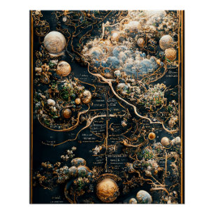 Pôster Jardim do Éden Map, Cartografia do Céu