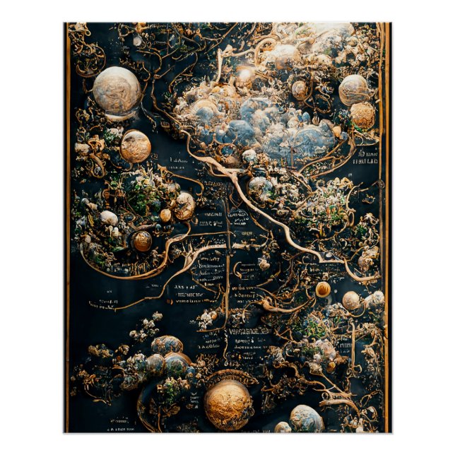 Pôster Jardim do Éden Map, Cartografia do Céu (Frente)