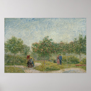 Pôster Jardim em Montmartre com os amantes por Van Gogh