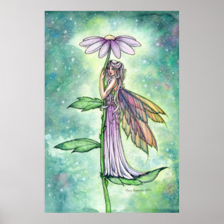 Poster Jardim Estrelado Arte de Aquarela de Flor de Prima