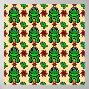 Poster Jardim Feliz do Sapinho: Sapinho Verde Fofo e Flor