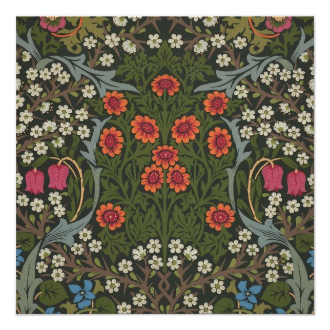 Pôster Jardim Flor Clássica de William Morris Blackthorn (Frente)
