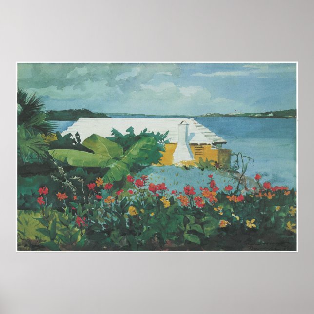 Poster Jardim Flor e Bungalow, Bermudas 1899 (Frente)