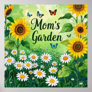 Poster Jardim floral de Mães Elegante