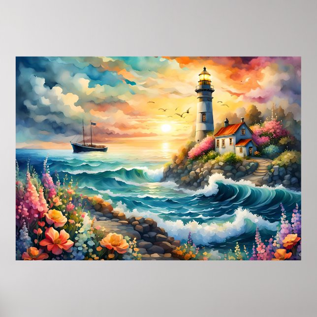 Poster Jardim Floral do Farol no Mar (Frente)
