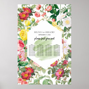 Poster Jardim Floral, Gráfico de Assentos de Casamento p