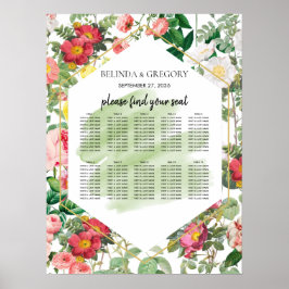 Poster Jardim Floral, Gráfico de Assentos de Casamento po