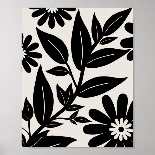 Poster Jardim Floral Negro E Branco (Frente)