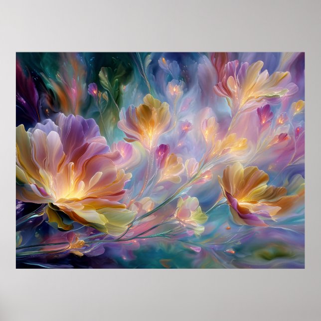 Poster Jardim floral sonhador abstrato (Frente)