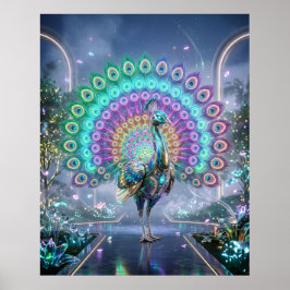 Poster Jardim Holográfico do Pavão Neon