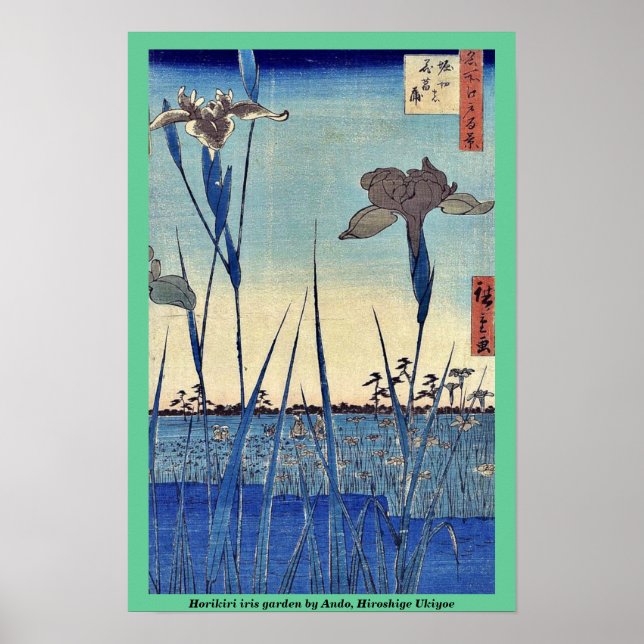 Pôster Jardim Horikiri por Ando, Hiroshige Ukiyoe (Frente)