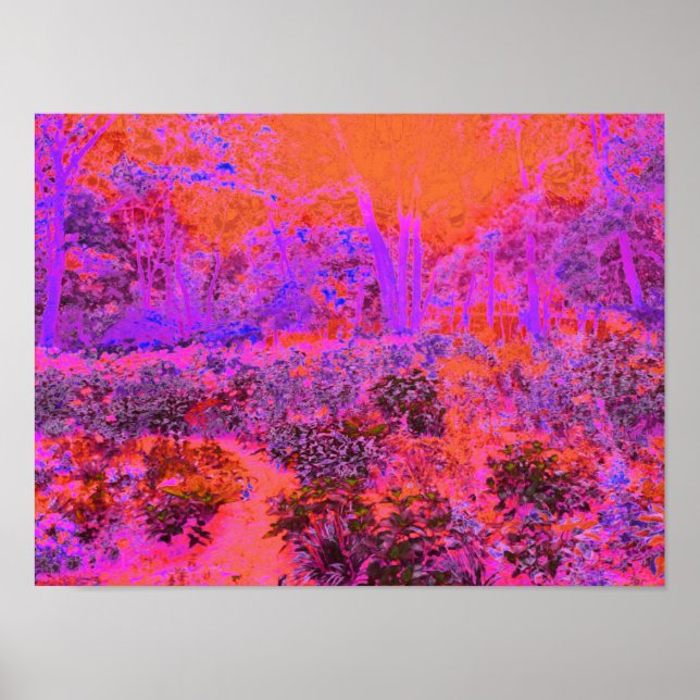 Poster Jardim Impressionista Laranja Trippy Magenta (Frente)