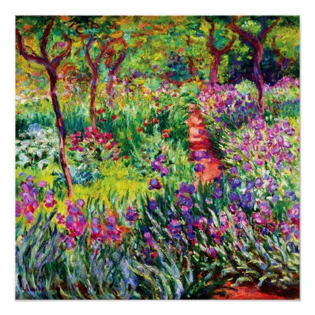 Pôster Jardim Íris em Giverny por Claude Monet (Frente)