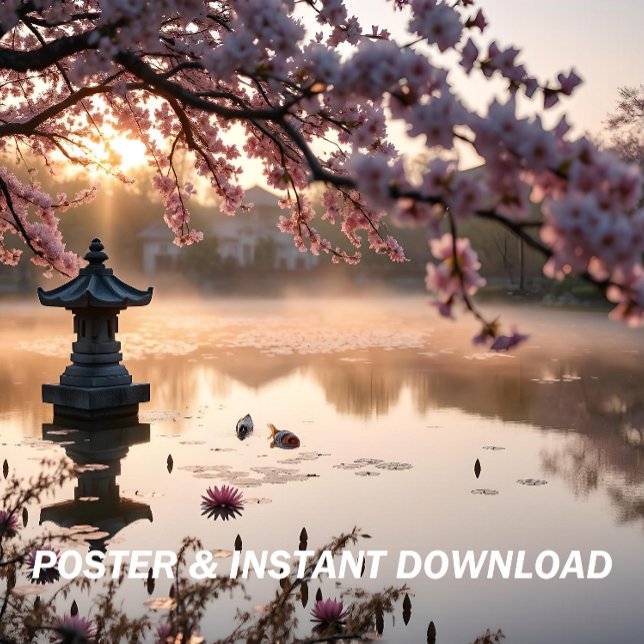 Poster Jardim Japonês com Árvore de Flor de Cereja (Criador carregado)