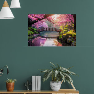 Poster Jardim Japonês, Temporada de Flor de Cerejeira.