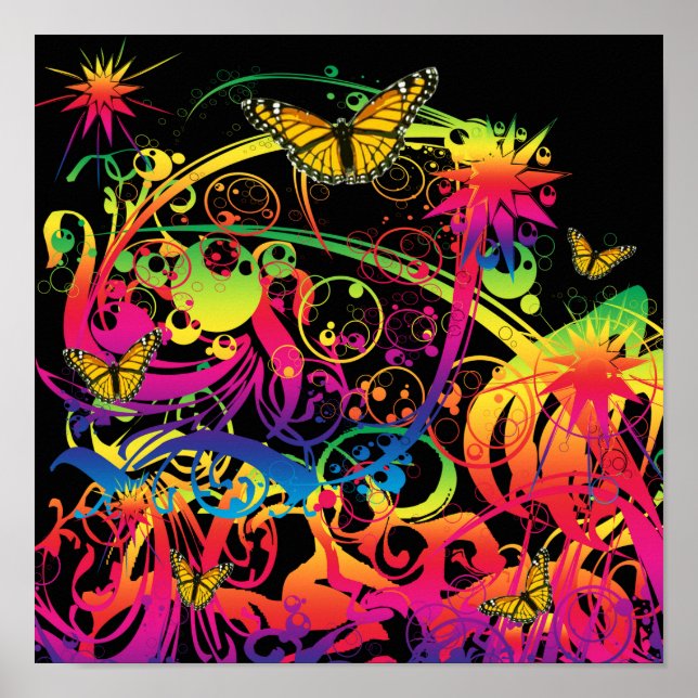 Poster Jardim Mágico com Borboletas (Frente)