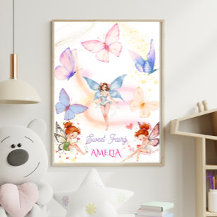 Poster Jardim Mágico de Fadas Borboletas para Crianças