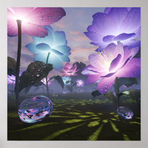 Poster Jardim Mágico de Flores Luminosas Gigantes