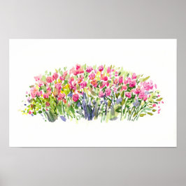 Poster Jardim Rosa Suave em Aquarela – Acento Floral