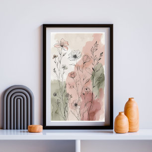 Poster Jardim Tranquilo de Flores Silvestres Botânica e