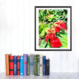 Poster Jardim Tropical de Flor Vermelho