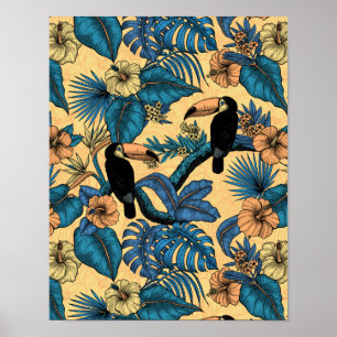 Poster Jardim tucano em amarelo e azul