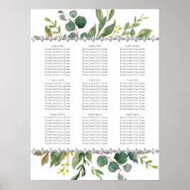 Poster Jardim Verde Boho Eucalyptus Mint Seating Chart